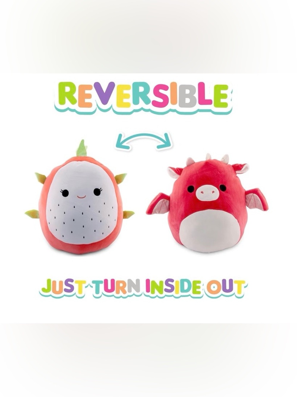Squishmallows Flipa Mallows Reversible Dragon & Dragonfruit Plush - NWT